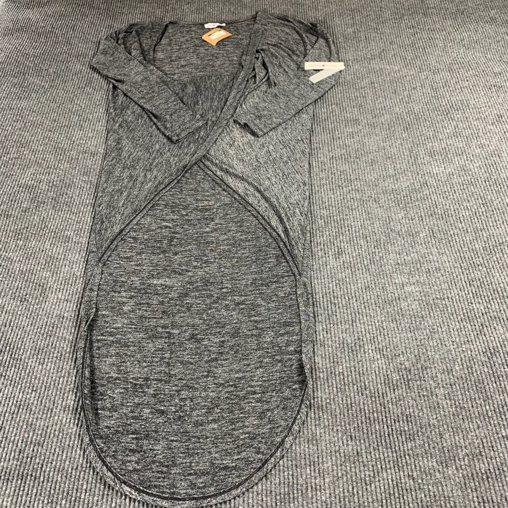 Buddy Basics Top Womens Medium Large Gray Wrap Stretch Long Sleeve Casual $58